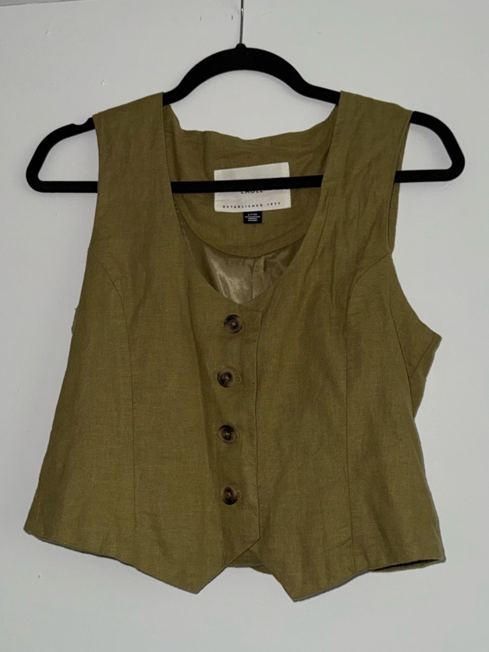 American Eagle Outfitters Olive Green Button-Front Crop Vest